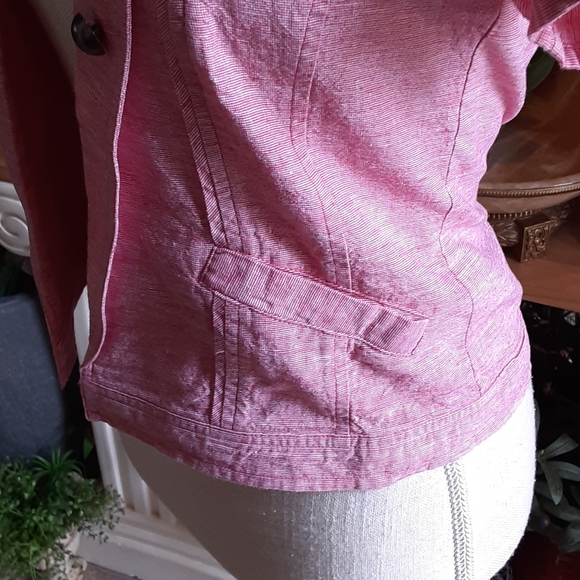 G by GUESS XS Micro Check Elasticized Back Bolero Jkt. LINEN BLEND - Picture 10 of 10